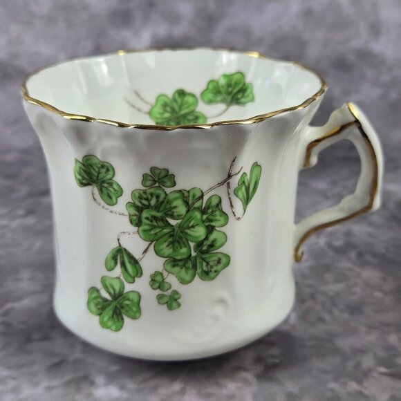 Hammersley & Co Lucky Shamrock Tea Cup & Saucer Bone China Gold Trim Vintage - Picture 10 of 16